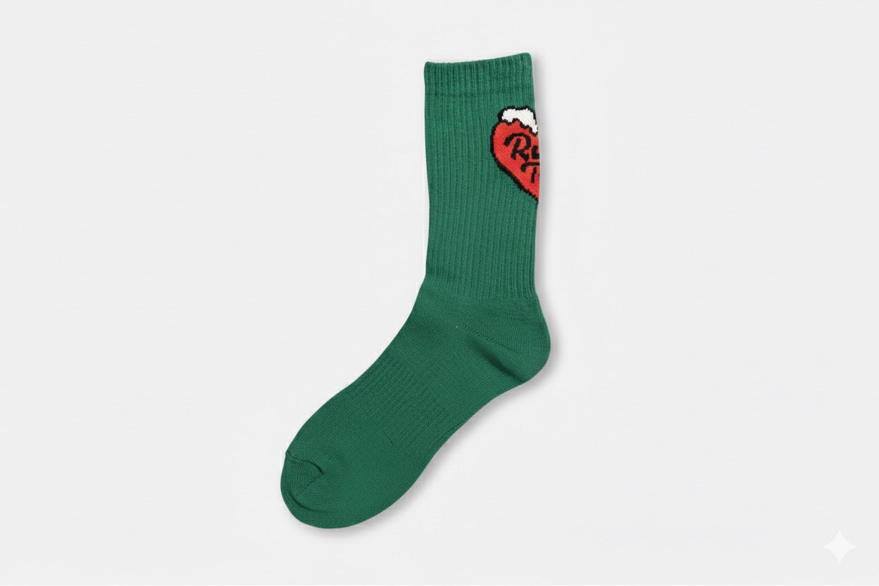 Ruffn’Turf -big heart socks- GR/RD